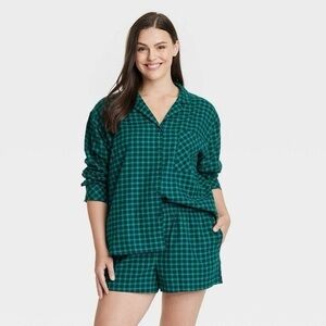 Green Plaid Women's Sleepwear top large